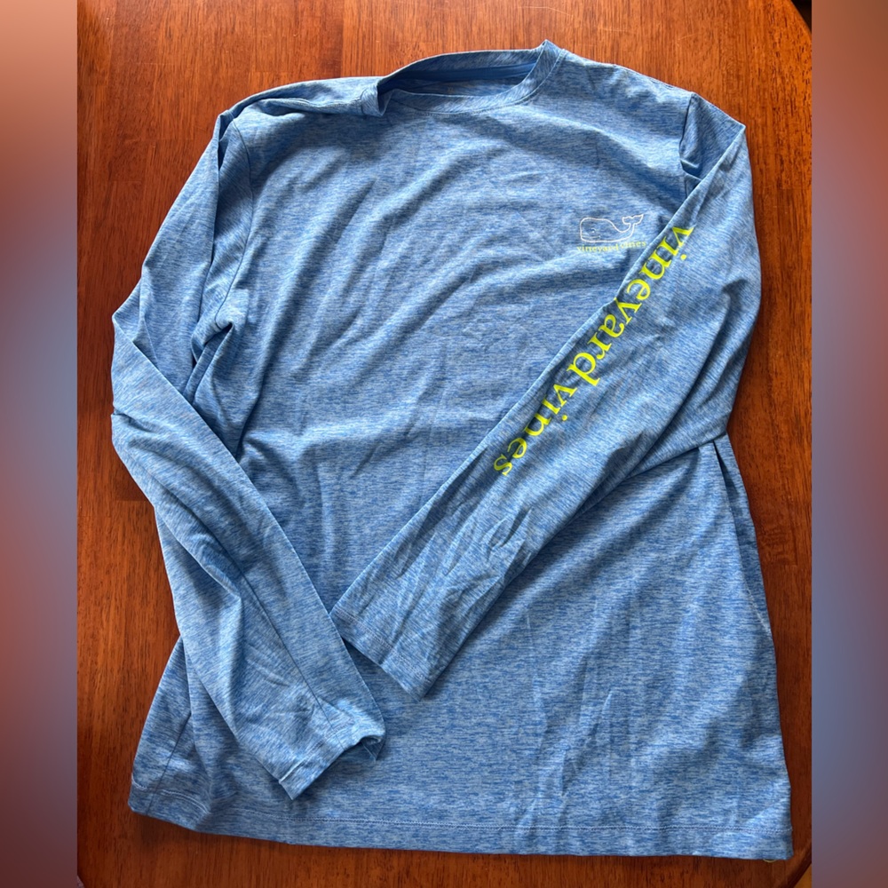 Vineyard Vines Kids Heathered Blue Long Sleeve Tee
